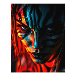 Nahaufnahme: Frau mit Zebramuster im Gesicht Fotodruck