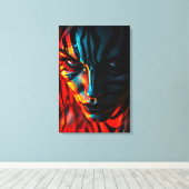 Nahaufnahme: Frau mit Zebramuster im Gesicht Leinwanddruck (Insitu (Holzboden))