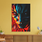 Nahaufnahme: Frau mit Zebramuster im Gesicht Leinwanddruck (Insitu (Wohnzimmer))