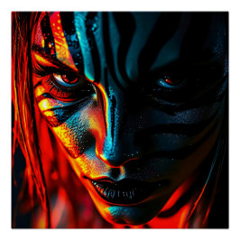 Nahaufnahme: Frau mit Zebramuster im Gesicht Poster