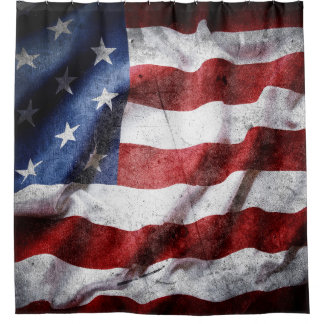 Nahaufnahme grunge-amerikanische Flagge. Duschvorhang