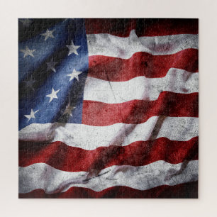 Nahaufnahme grunge-amerikanische Flagge. Puzzle
