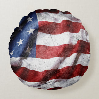 Nahaufnahme grunge amerikanische Flagge. Rundes Kissen