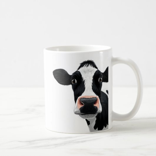 Nahaufnahme Kuh Neugier Kaffeetasse (Rechts)