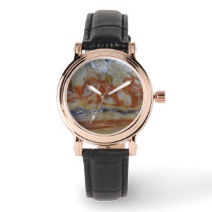 Nahaufnahme von versteinertem Holz Armbanduhr