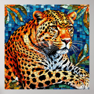 Nahaufnahmeporträt eines majestätischen Leoparden Poster