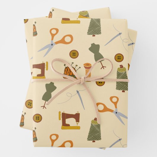 Nähbegriffe Abpackpapier Geschenkpapier Set (Beispiel)