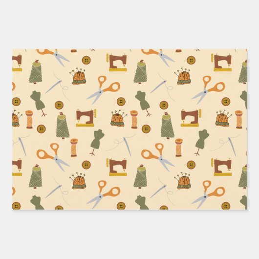 Nähbegriffe Abpackpapier Geschenkpapier Set (Vorderseite)