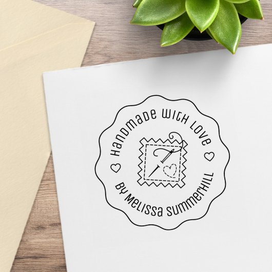 Nähboote handgefertigt mit Liebe Wavy Gummistempel