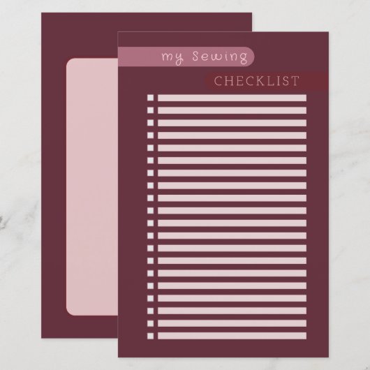 Nähcheckliste (Vorne/Hinten)