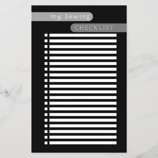 Nähcheckliste Schwarz-weiß (Vorderseite)