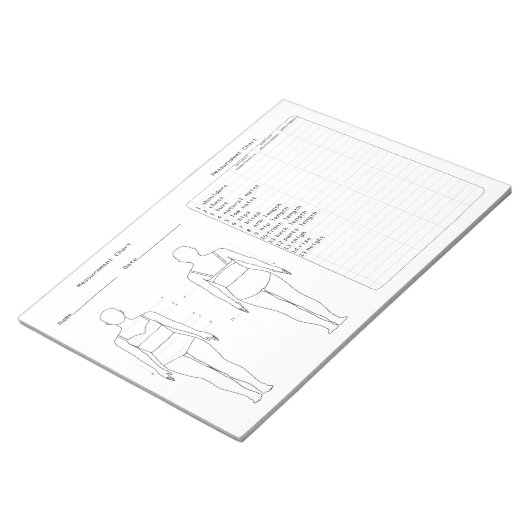 Nähdiagramm zur Messung Notizblock (angewinkelt)