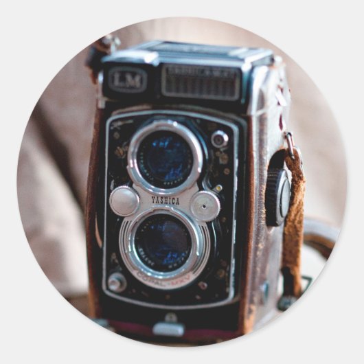 Nahe Aufnahme einer antiken Kamera Runder Aufkleber (Vorderseite)