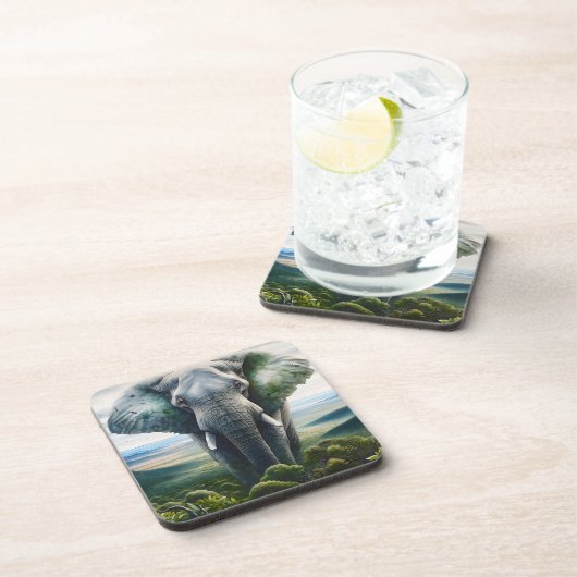 Nahe aus Elefantengesicht, Stoßzähnen, Kofferraum Getränkeuntersetzer (Rechte Seite)