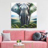 Nahe aus Elefantengesicht, Stoßzähnen, Kofferraum Leinwanddruck (Insitu (Wohnzimmer))