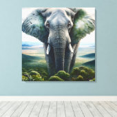 Nahe aus Elefantengesicht, Stoßzähnen, Kofferraum Leinwanddruck (Insitu (Holzboden))