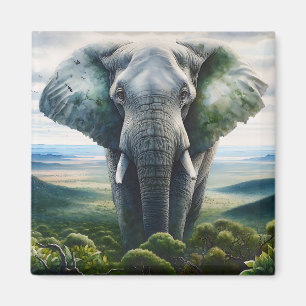 Nahe aus Elefantengesicht, Stoßzähnen, Kofferraum Magnet