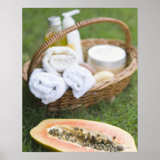 Nahe Behandlung mit Papaya-Massagen Poster