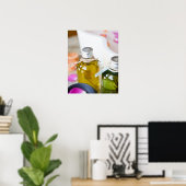 Nahe Flaschen mit Massageölen Poster (Heimbüro)