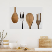 Nahe Gabel mit Holzlöffel Poster (Küche)