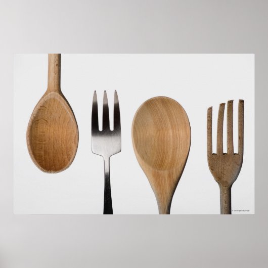 Nahe Gabel mit Holzlöffel Poster (Vorne)