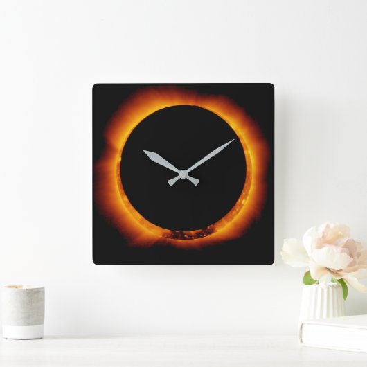 Nahe GesamtSonnenfinsternis Quadratische Wanduhr (Zuhause)