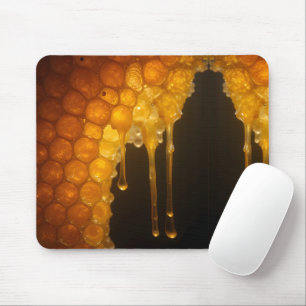 Nahe Honigwabenauflage mit Honigtropfen Mousepad