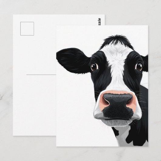 Nahe Kuh-Neugier Postkarte (Vorne/Hinten)