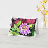 Nahe Lila Dahlia Green & Red Foliage Karte (Gelbe Blume)