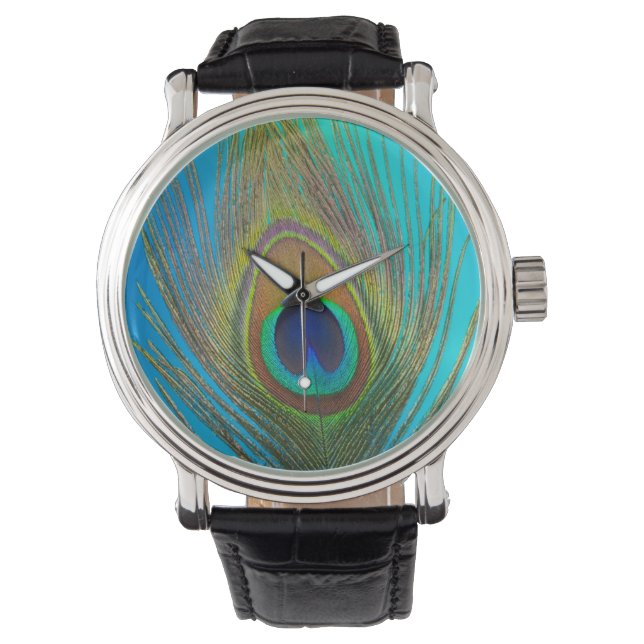 Nahe Pfauenfeder Armbanduhr (Vorderseite)