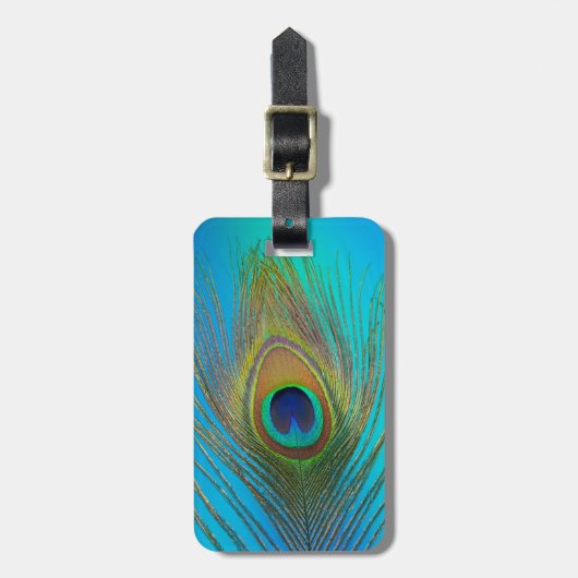 Nahe Pfauenfeder Gepäckanhänger (Vorderseite vertikal)
