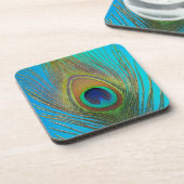 Nahe Pfauenfeder Getränkeuntersetzer (Linke Seite)