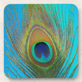 Nahe Pfauenfeder Getränkeuntersetzer (Vorderseite)