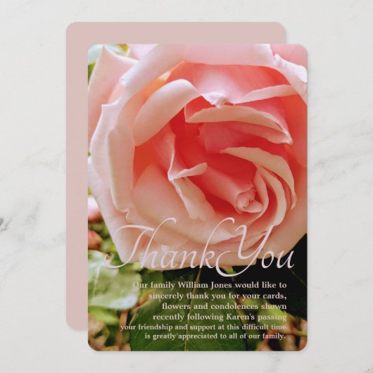Nahe Rose Rosa Rose Dankeschön Karte (Vorne/Hinten)