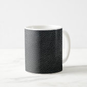 Nahe schwarze Ledertextur und Hintergrund Kaffeetasse (VorderseiteRechts)