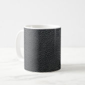 Nahe schwarze Ledertextur und Hintergrund Kaffeetasse (Vorderseite Links)