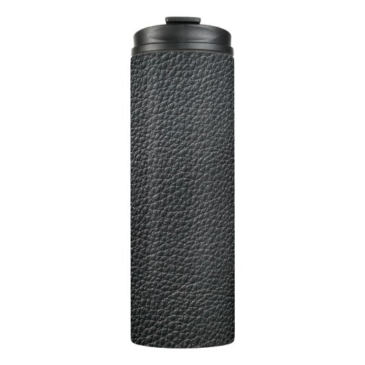 Nahe schwarze Ledertextur und Hintergrund Thermosbecher (Vorderseite)