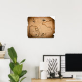 Nahe Weltkarte mit Schiffsroute Poster (Heimbüro)