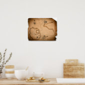 Nahe Weltkarte mit Schiffsroute Poster (Küche)