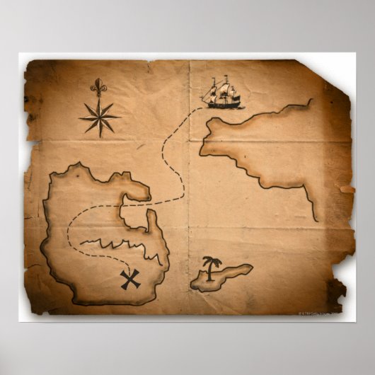 Nahe Weltkarte mit Schiffsroute Poster (Vorne)