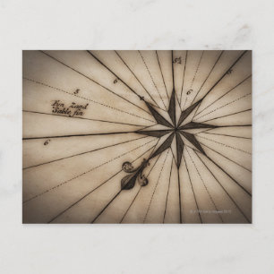 Nahe Windstärke Rose auf antiker Karte