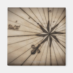 Nahe Windstärke Rose auf antiker Karte Magnet