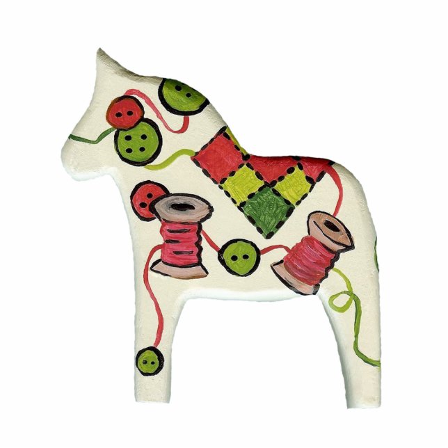 Nähen Dala Horse Ornament Fotoskulptur Ornament (Vorne)