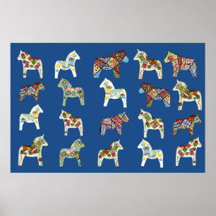 Nähen Dala Horses Poster
