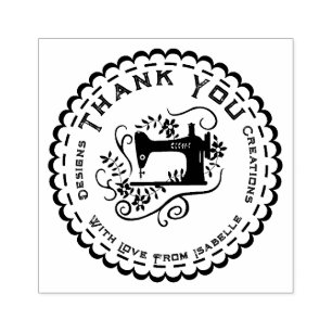 Nähen danke Ihnen Scallop Rubber Briefmarke Gummistempel