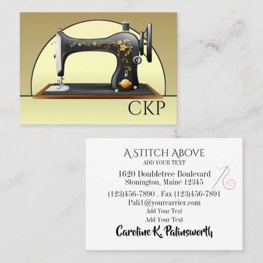 Nähen der Business Card des Seamstress Designers Telefonnummerkarte (Vorne/Hinten)