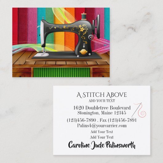 Nähen der Business Card des Seamstress Designers Telefonnummerkarte (Vorne/Hinten)