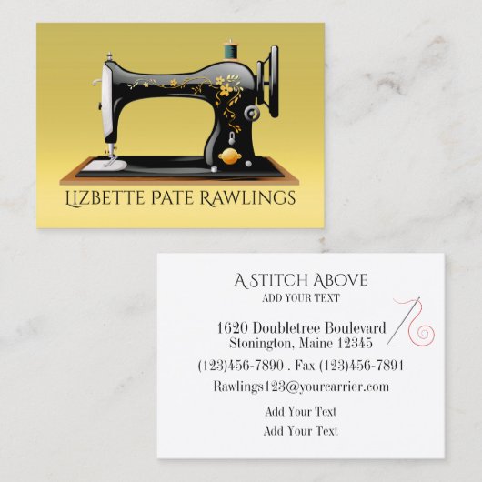 Nähen der Business Card des Seamstress Designers Telefonnummerkarte (Vorne/Hinten)