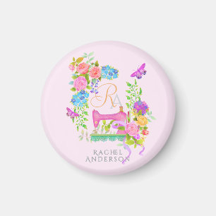 Nähen der Flachbandmonogramm Rosa Schlüsselanhänge Magnet
