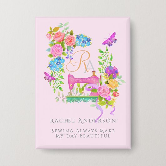 Nähen der Flachblanderimpfung Rosa Button (Vorderseite)